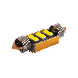 Светодиодная автолампа C5W SV8.5 с обманкой и радиатором 12В 39мм SMD3030-6led белый