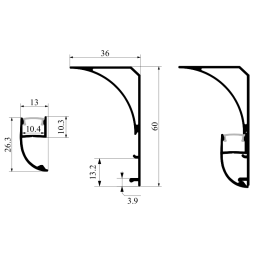 Алюмінієвий профіль для світлодіодної стрічки накладний стельовий, підлоговий плінтус АЛ-106 3 метра білий LEDUA