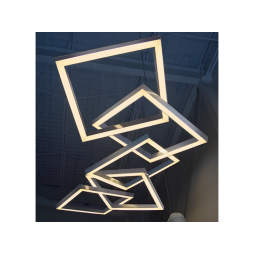 Світильник світлодіодний підвісний, стельовий "Квадра-ланцюг" квадрат 110-240V 450W 17300lm 3500k 1000*1000*5 pcs, драйвер ззовні LEDUA