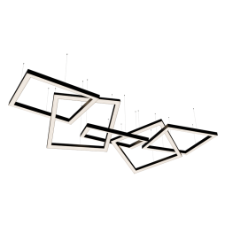 Светильник светодиодный подвесной, потолочный Квадра-цепь квадрат 110-240V 640W 17300lm 3500k 1000*1000*5 pcs, черный корпус, драйвер снаружи LEDUA