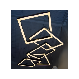 Светильник светодиодный подвесной, потолочный Квадра-цепь квадрат 110-240V 640W 17300lm 3500k 1000*1000*5 pcs, черный корпус, драйвер снаружи LEDUA