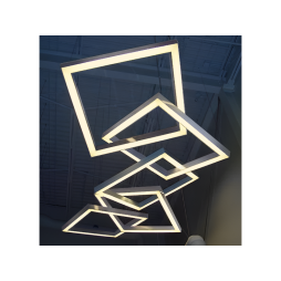 Светильник подвесной светодиодный, потолочный Квадра-цепь квадрат 110-240V 640W 17300lm 4500k 1000*1000*5 pcs, драйвер снаружи LEDUA