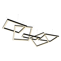 Светильник светодиодный подвесной, потолочный Квадра-цепь квадрат 110-240V 640W 17300lm 4500k 1000*1000*5 pcs, черный корпус, драйвер снаружи LEDUA