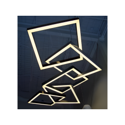 Светильник светодиодный подвесной, потолочный Квадра-цепь квадрат 110-240V 640W 17300lm 4500k 1000*1000*5 pcs, черный корпус, драйвер снаружи LEDUA