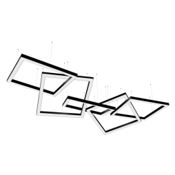 Светильник светодиодный подвесной, потолочный Квадра-цепь квадрат 110-240V 640W 17300lm 6500k 1000*1000*5 pcs, черный корпус, драйвер снаружи LEDUA