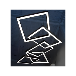 Светильник светодиодный подвесной, потолочный Квадра-цепь квадрат 110-240V 640W 17300lm 6500k 1000*1000*5 pcs, черный корпус, драйвер снаружи LEDUA