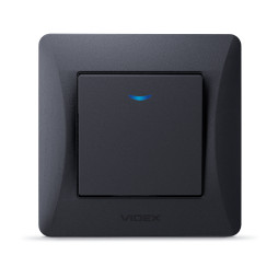 Выключатель одноклавишный с подсветкой черный графит VIDEX BINERA