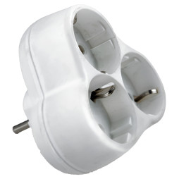 Трійник Lemanso з заземленням ромашка білий LMA025