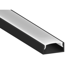 Профиль алюминиевый LEDUA АЛ-02-2 + рассеиватель для LED ленты накладной 1 м Черный