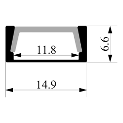 Профиль алюминиевый LEDUA АЛ-02-2 + рассеиватель для LED ленты накладной 2 м Черный