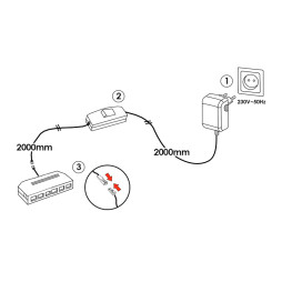 Комплект драйвер 24W+ручний вимикач+розподільча коробка 6 виходів,чорний 12V LEDUA