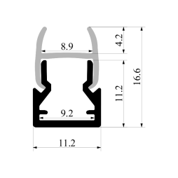 Алюмінієвий профіль для світлодіодної стрічки для скла АЛ-04-4 2 метра анодований LEDUA