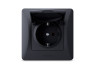 Розетка одинарна із заземленням та кришкою чорний графіт VIDEX BINERA