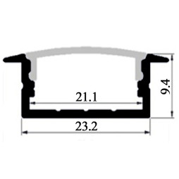 Профиль алюминиевый анодированный LEDUA АЛ-16 + рассеиватель для LED ленты врезной 1 м