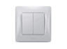 Выключатель двухклавишный серебряный шелк VIDEX BINERA