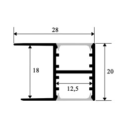 Алюмінієвий профіль для світлодіодної стрічки АЛ-38 2 метра анодований накладний, торцевий ДСП, дерево 18мм LEDUA
