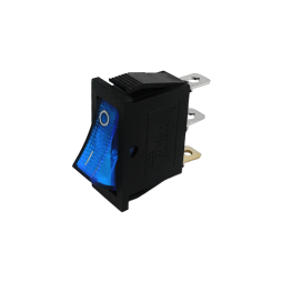 Перемикач вузький синій з підсвіткою KCD3-102N 16A 250VAC LSW01 Лємансо