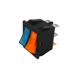 Перемикач подвійний синьо-жовтий з підсвіткою KCD2-2101N LSW04 Лємансо