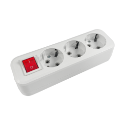 Колодка 3 гнізда з заземленням з кнопкою /LMK005 Лємансо