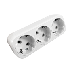 Трійник з заземленням білий LMA024 Лємансо