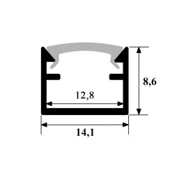 Алюминиевый профиль для светодиодной ленты АЛ-27 2 метра анодированный накладной «Местами деформация» LEDUA