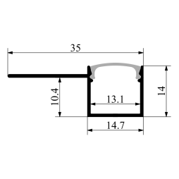 Алюмінієвий профіль для світлодіодної стрічки для гіпсокартона АЛ-49 3 метра анодований під штукатурку «Місцями деформація»  LEDUA