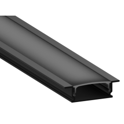 Алюминиевый профиль для светодиодной ленты АЛ-94 2 метра черный профиль, черный врезной диффузор «Местами деформация» LEDUA