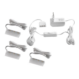 Комплект светодиодных клипс пластиковых LEDUA для подсветки стеклянных полок 3шт 110-240В теплый белый