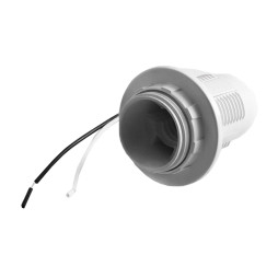 Патрон Е27 пластиковый, резьба + кольцо, провода 25см белый (LM101)