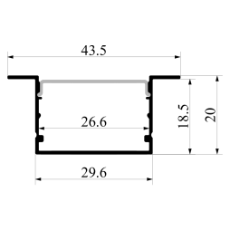 Профиль алюминиевый LEDUA АЛ-109 + рассеиватель для LED ленты врезной 2 м Черный