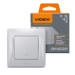 Выключатель одноклавишный серебряный шелк VIDEX BINERA