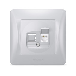 Розетка CAT3 одинарная телефонная серебряный шелк VIDEX BINERA