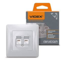 Розетка CAT6+CAT6 компьютерная двойная серебряный шелк VIDEX BINERA
