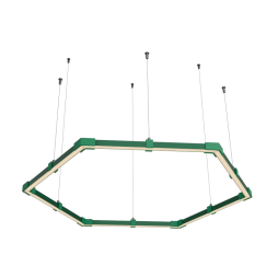 Світильник розбірний світлодіодний підвісний, Гексагон, Соти, стельовий "Шестикутник міні" шестикутник 110-240V 48W 3500k 1000*6 зелений корпус LEDUA