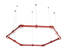 Світильник розбірний світлодіодний підвісний, Гексагон, Соти, стельовий "Шестикутник міні" шестикутник 110-240V 48W 6500k 1000*6 червоний корпус LEDUA