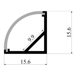Алюмінієвий профіль для світлодіодної стрічки АЛ-06 2 метра чорний+чорний диффузор кутовий LEDUA