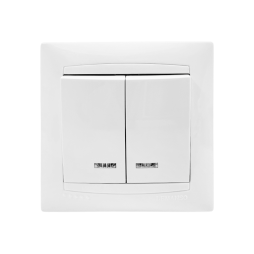 Вимикач 2-й + LED підсвітка  Сакура білий LMR1007 Лємансо