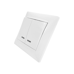 Вимикач 2-й + LED підсвітка  Сакура білий LMR1007 Лємансо