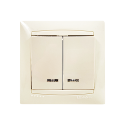 Вимикач 2-й + LED підсвітка  Сакура крем LMR1107 Лємансо