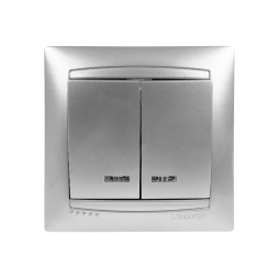Вимикач 2-й + LED підсвітка  Сакура срібло LMR1307 Лємансо