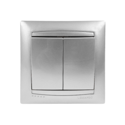 Выключатель 2-клавишный Lemanso Сакура Серебро (LMR1305)