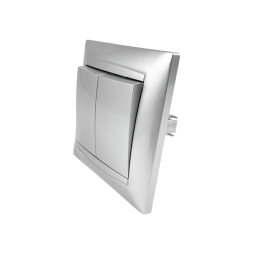 Выключатель 2-клавишный Lemanso Сакура Серебро (LMR1305)