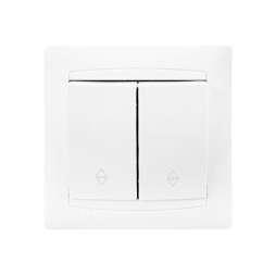 Выключатель 2-клавишный проходной Lemanso Сакура Белый (LMR1006)