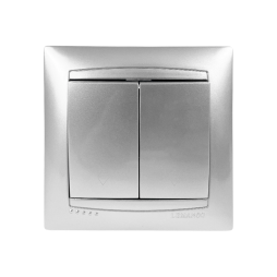 Выключатель 2-клавишный проходной Lemanso Сакура Серебро (LMR1306)