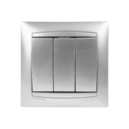 Выключатель 3-клавишный Lemanso Сакура Серебро (LMR1308)