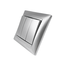 Выключатель 3-клавишный Lemanso Сакура Серебро (LMR1308)