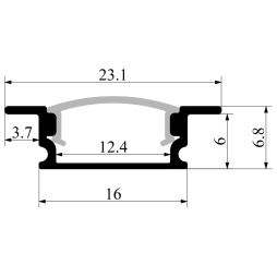 Профиль алюминиевый LEDUA АЛ-01-1 + рассеиватель для LED ленты врезной 2 м Белый