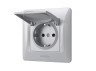 Розетка одинарна із заземленням та кришкою срібний шовк VIDEX BINERA