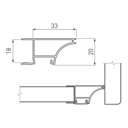 LED-профіль для торця полиць 2м PA-GLAXWN-AL GTV