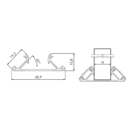 LED-профіль кутовий-торцевий двосторонній 3м PA-GLAXNBD3M-AL GTV